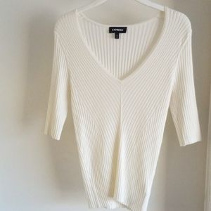 Express stretch crop sleeve sweater